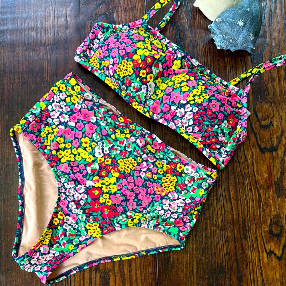 NWT J Crew Retro Floral 2 Piece Size M